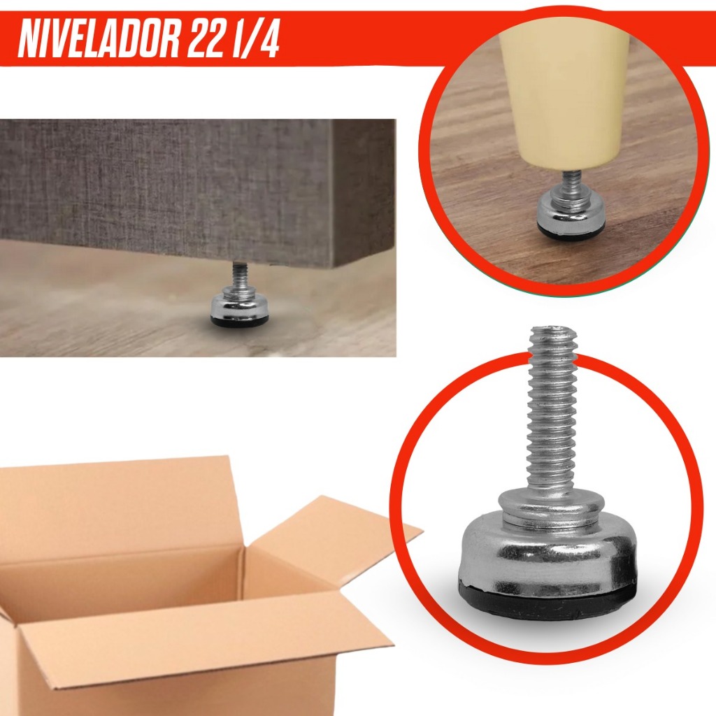 KIT 4/6/8/10/20 Pé Nivelador Flex Articulado Preto Regulável para Chão Torto e Piso Inclinado