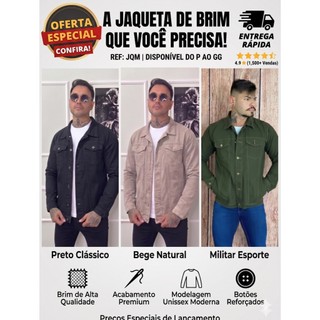Jaqueta Masculina Brim Sarja Casual Inverno Premium Bege Preto Verde Militar Areia No Estilo Masculina Alto Padrão
