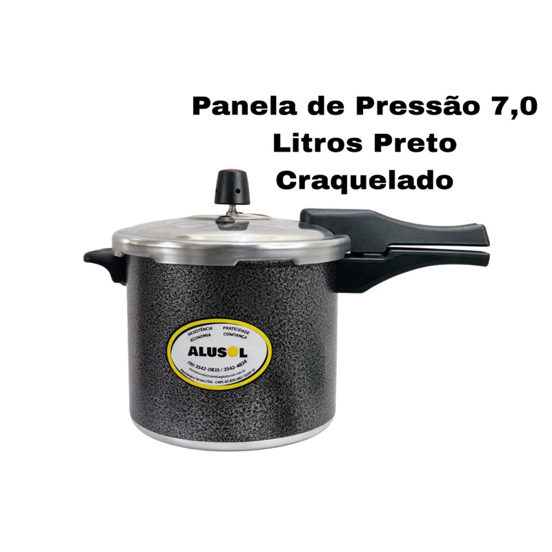Panela de Pressão 7,0 Litros - Fechamento Externo- Preto Craquelado