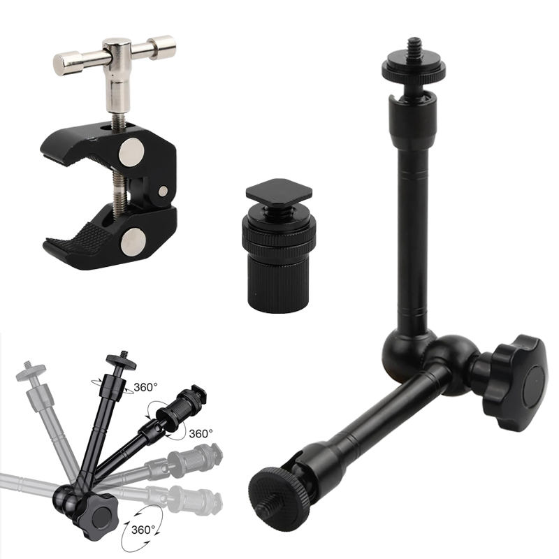 Suporte Articulado 11 Polegadas para Monitor e LED, Braço Flexível com Montagem em Sapata Fria