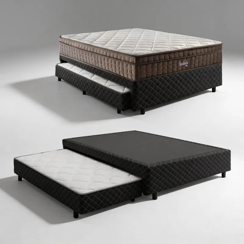 Box + Colchão Espuma D70 Pillow In Ultra Dream D'Angelis + Auxiliar Espuma D28 Positanno Casal 138cm