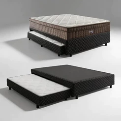 Box + Colchão Espuma D70 Pillow In Ultra Dream D'Angelis + Auxiliar Espuma D28 Positanno Casal 138cm