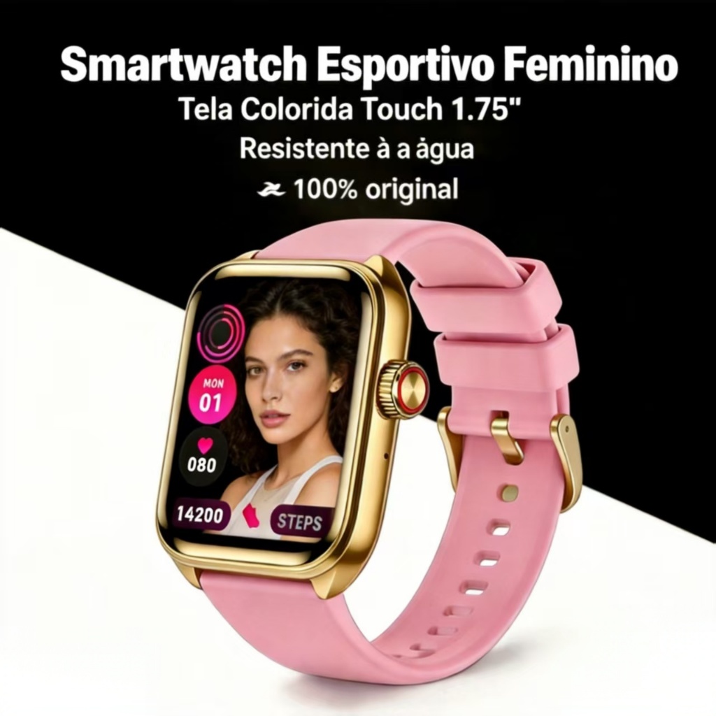 Smartwatch Feminino H10: Design Macaron, Monitor de Estresse, Ciclo Menstrual e + 10 Funções Essenciais
