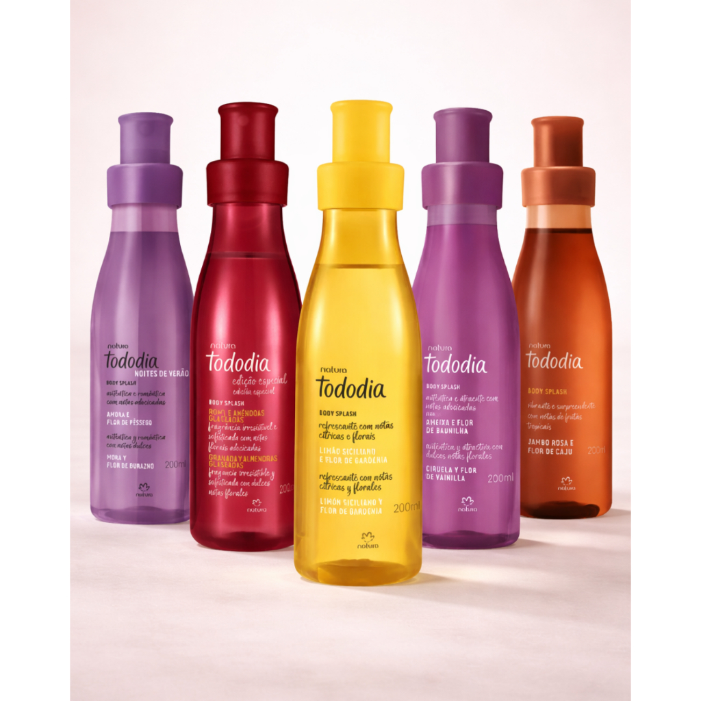 Body Splash Tododia Natura - Ameixa - Amora - Flor de Pêssego - Jambo - Romã - Macadâmia - Cereja