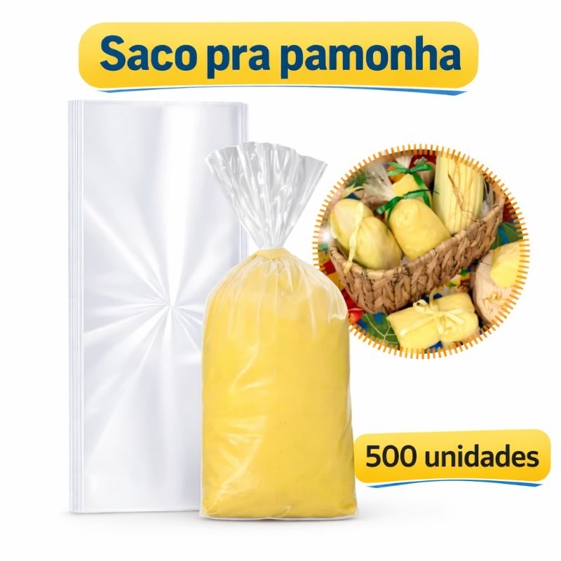 500 saco plastico para pamonha 9x25 transparente vai ao fogo