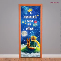 Capa De Porta Infantil Decoração Pequeno Príncipe Tecido Sublimado C/Elástico Veste Fácil 0,85x2,10m