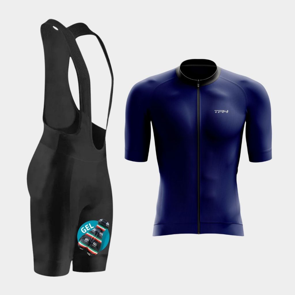 Conjunto Masculino Ciclismo Ciclistas Homem Camisa Premium Zíper Total Bretelle Forro Gel Mtb Speed