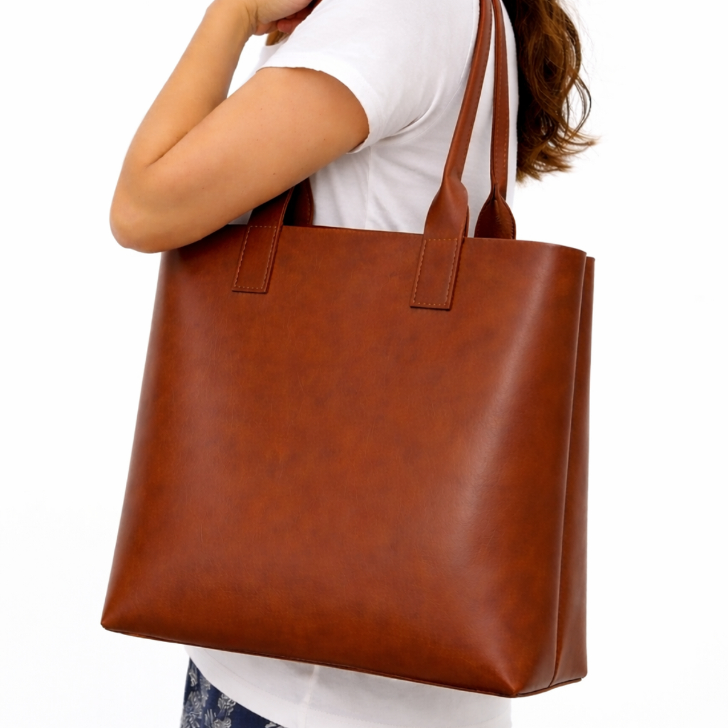 Bolsa de Ombro Feminina Tipo Sacola em Couro Montana Caramelo