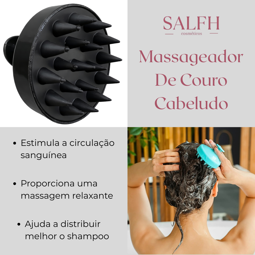 Escova Massageadora Couro Cabeludo Silicone Para Lavar Cabelo Shampoo Massageador de Cabeça
