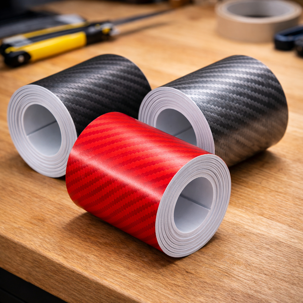 Faixa Adesiva Fibra Carbono 4D Automotivo Preto Vermelho Grafite Envelopamento Impermeável