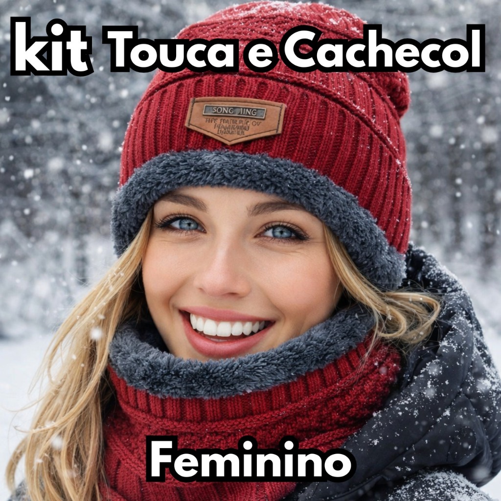 Kit Inverno Feminino Touca Cachecol Para Frio Luva Algodão Lã Macio Fofinho Elegante