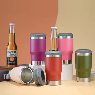 Copo térmico 420ML com duas tampas e abridor porta long neck Conserva Gelado  BINGB 420ml
