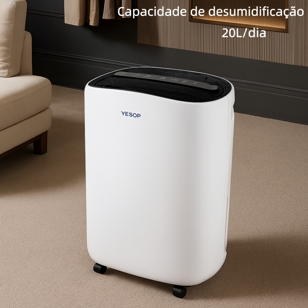Desumidificador De Ar Industrial 20L Dia Yesop Compressor Antimofo Painel Touch Digital Silencioso Grande Capacidade