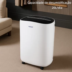 Desumidificador De Ar Industrial 20L Dia Yesop Compressor Antimofo Painel Touch Digital Silencioso Grande Capacidade