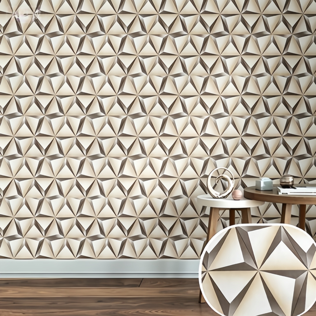 Papel de Parede 3D Relevo Luxo Autoadesivo Impermeável Resistente a Óleo Removível para Sala Banheiro e Comércio5Mx 45cm