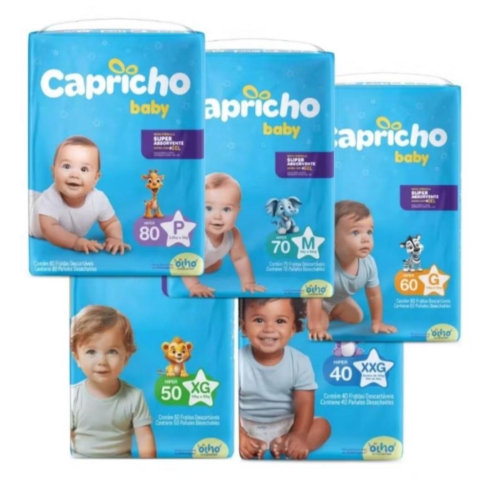Fralda Descartavel Capricho Baby pacote Mega (tamanho P)