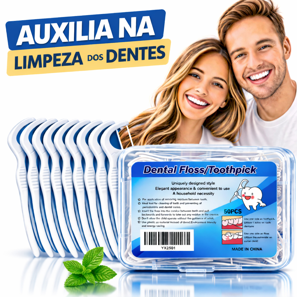 Fio Dental Kit 50/100/150/200 Unidades Haste Caixinha Estojo Palito de limpeza Dentes Infantil