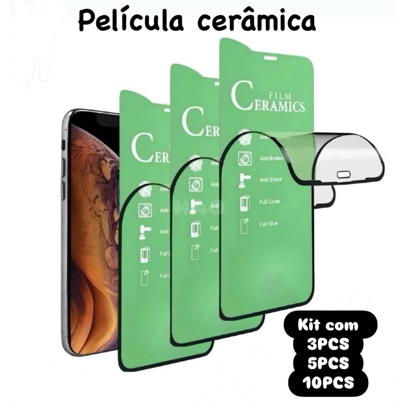 Kit 3/5/10 PCS Película Cerâmica IPhone 7/8 11 12 13 14 15 16 17