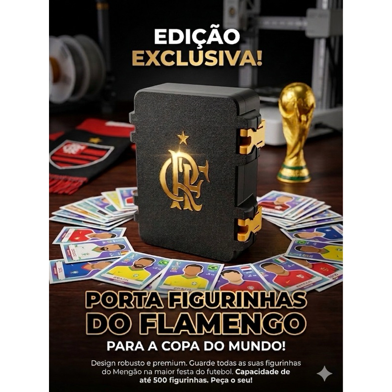 Porta Figurinhas Flamengo - Especial Copa do Mundo 2026 | Organizador de Coleção Premium
