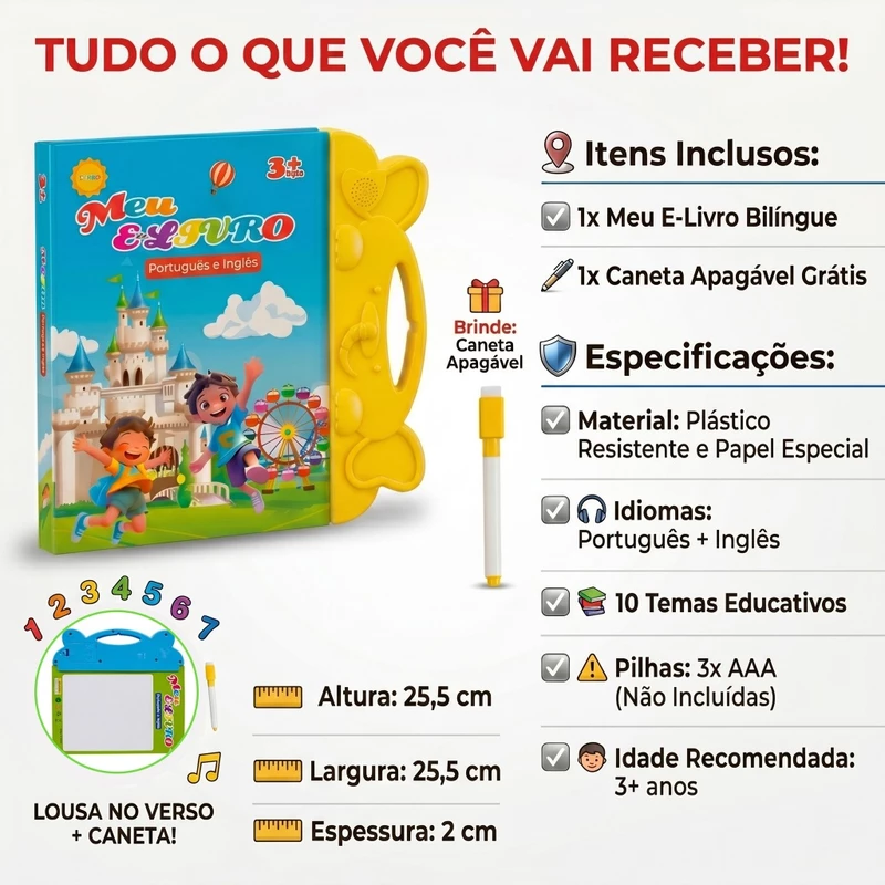 Livro Interativo Infantil Bilíngue Português e Inglês com Som — foto 8