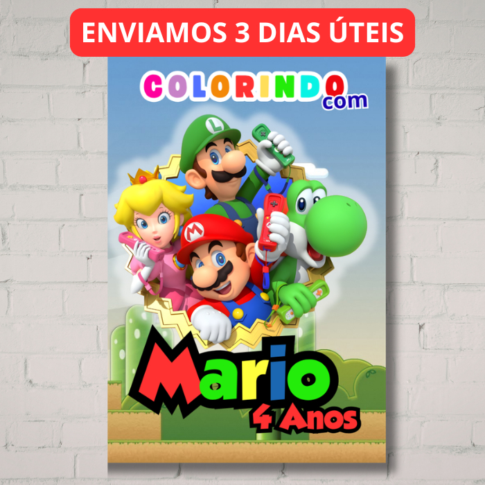 Livro de Colorir Personalizado Super Mario Bros  - menino menina - Lembrancinha para aniversário - Livrinho de colorir