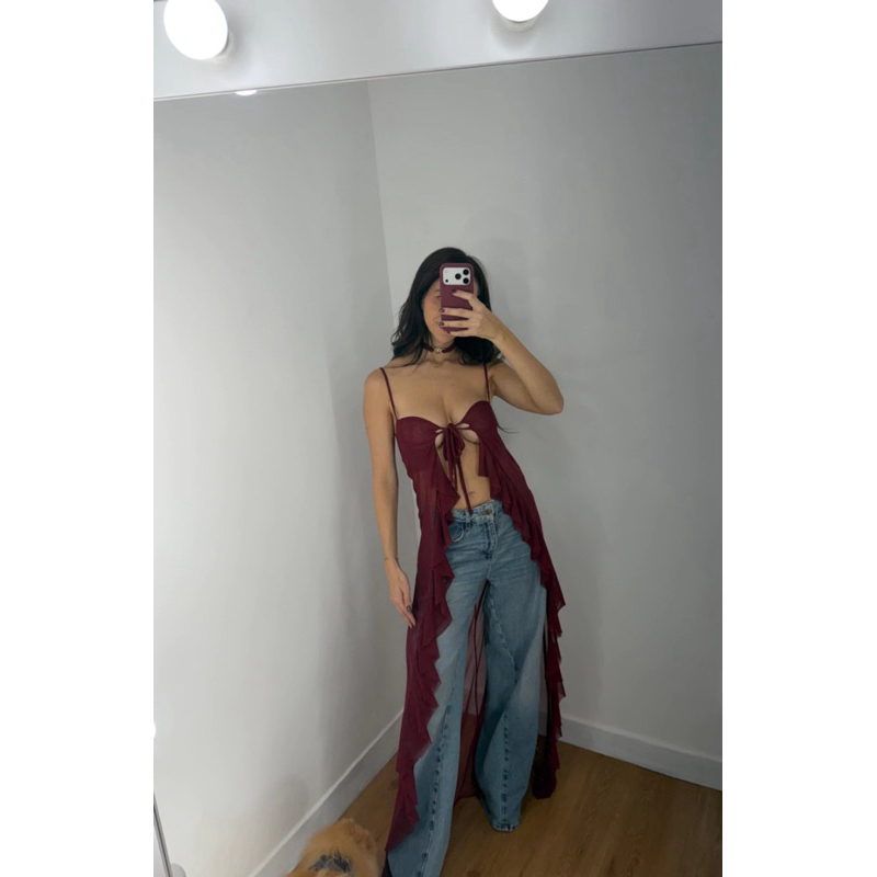 BATA BLUSA TÚNICA EM TULE FEMININA 2026 TENDENCIA MODA GRINGA