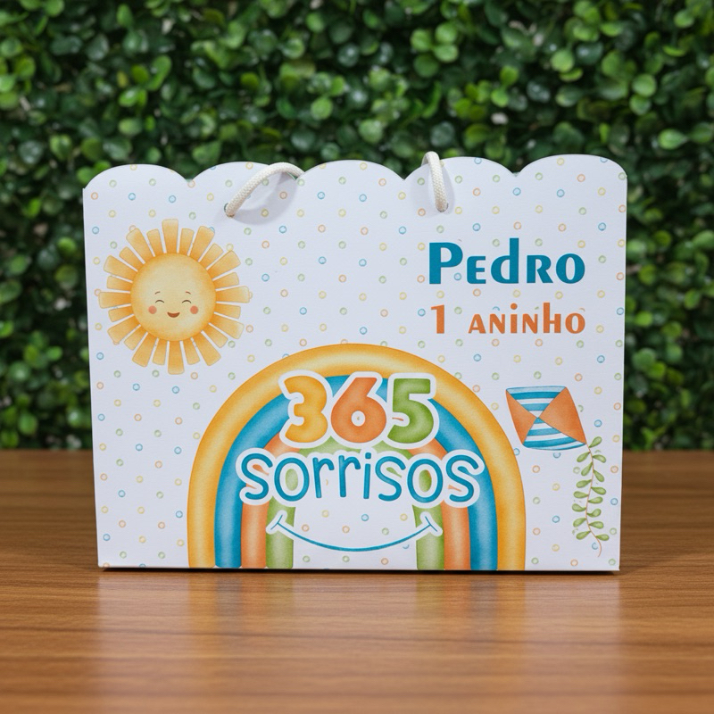 Sacolinha Personalizada 365 Sorrisos menino  | Lembrancinha Festa Infantil Aniversário