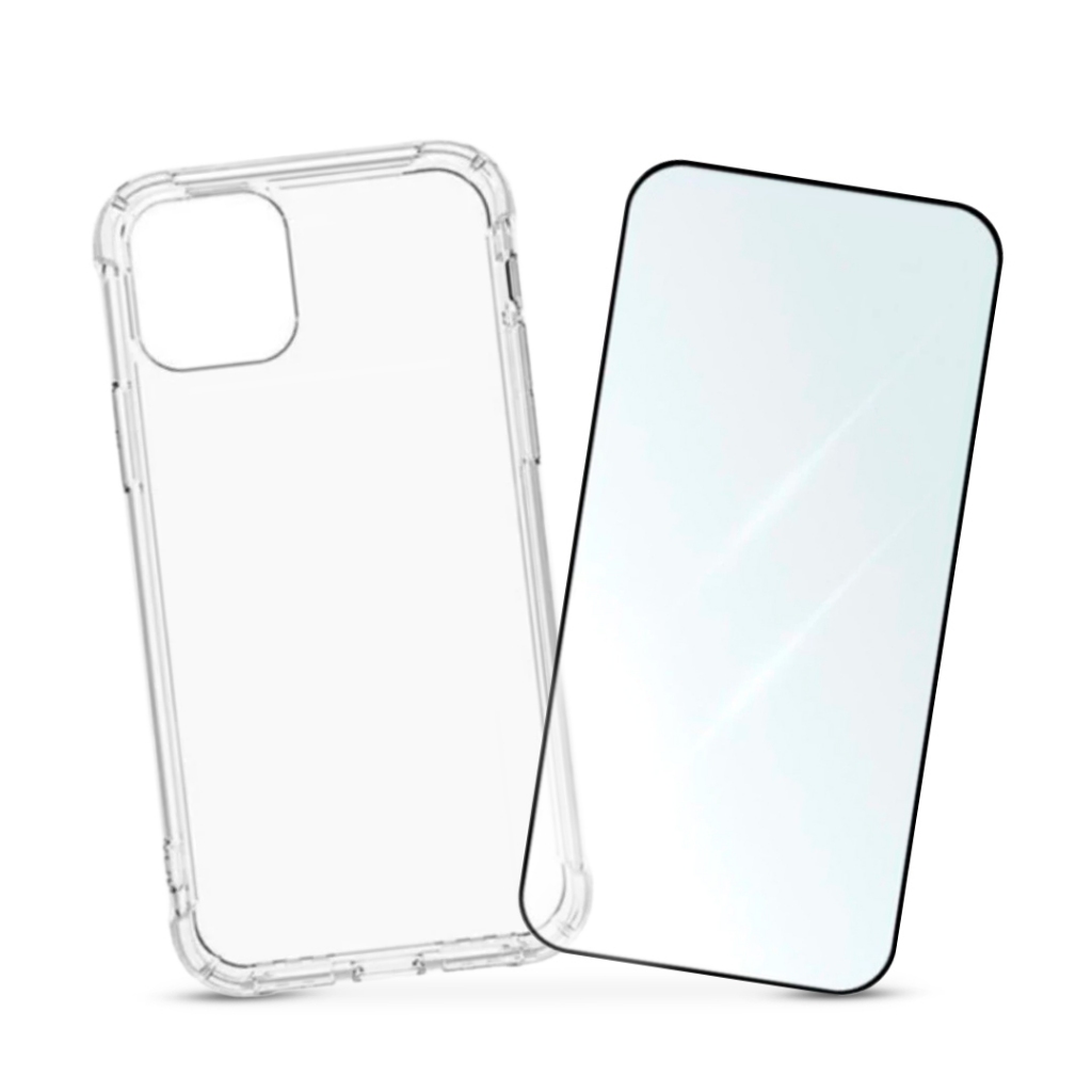 Kit 2 em 1 Capa TPU + Película de Vidro Temperado 3D Para iPhone