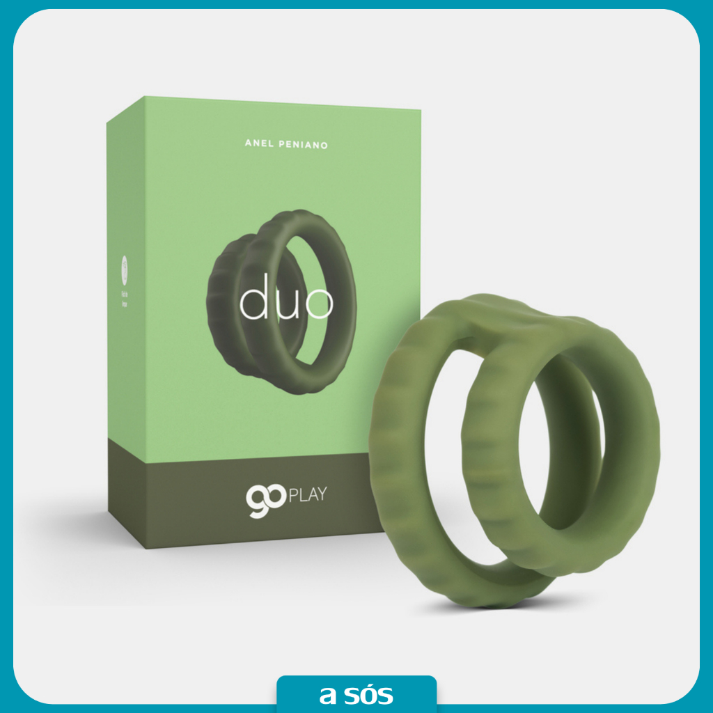 Anel Peniano e Escrotal Silicone Retarda Estimula Go Play Duo