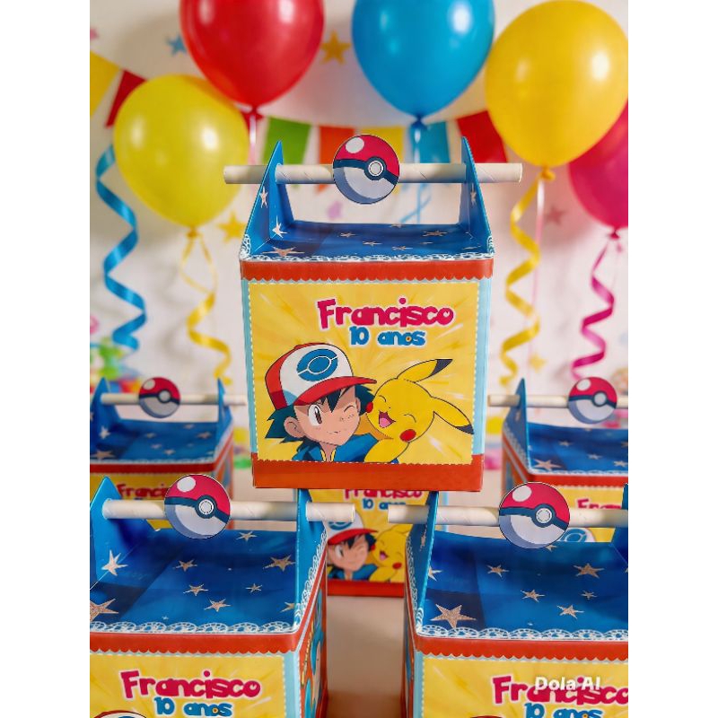 Kit 10 Caixinhas Cubo festa Pokémon, Lembrancinhas Aniversário Personalizado.