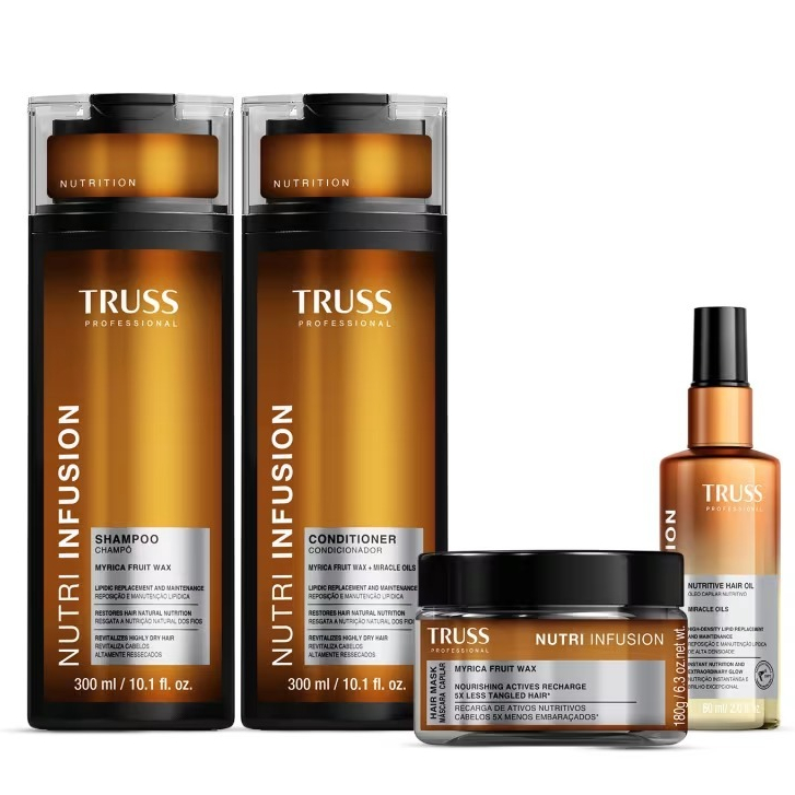 Truss Nutri Infusion Shampoo 300ml, Condicionador 300ml,  Máscara Capilar 180g e Óleo Nutritivo 60ml