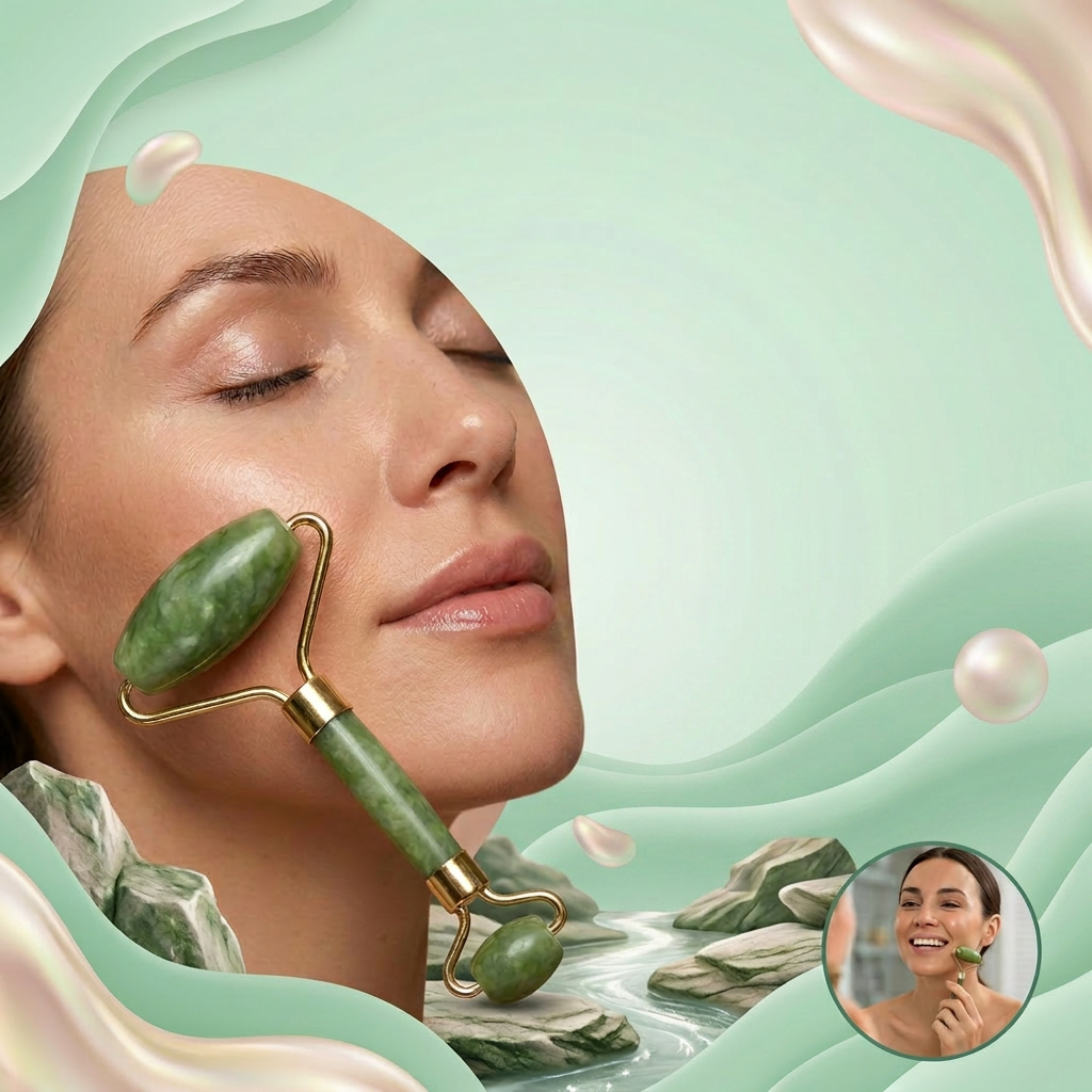 Rolo Pedra de Jade Placa Gua Sha Massagem Facial Anti Ruga Rolinho Jade Lançamento Variações Roller