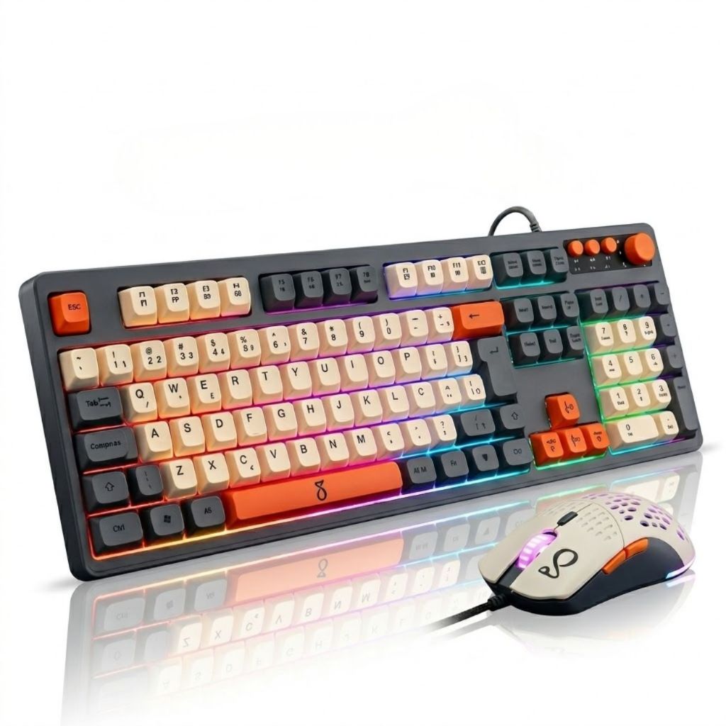 Kit Teclado e Mouse Gamer RGB USB ABNT2 Iluminado Alta Performance PC Notebook