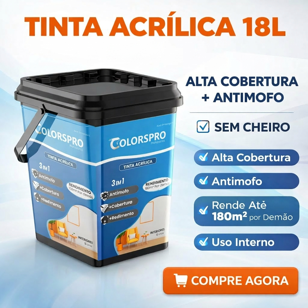 Tinta acrílica interna 18 litros ColorsPro - Sem cheiro e com Antimofo Varias cores - Alta cobertura