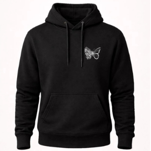 Moletom Canguru Feminino Estampado Borboleta | Confortável Flanelado Casual Inverno Moda Tumblr