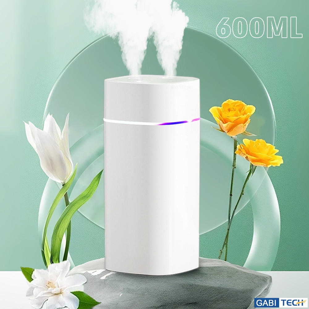 Umidificador De Ar Portátil Ultrassônico Bico Duplo Difusor Aromatizador De Ambiente Purificador De Ar 7 Luzes Coloridas