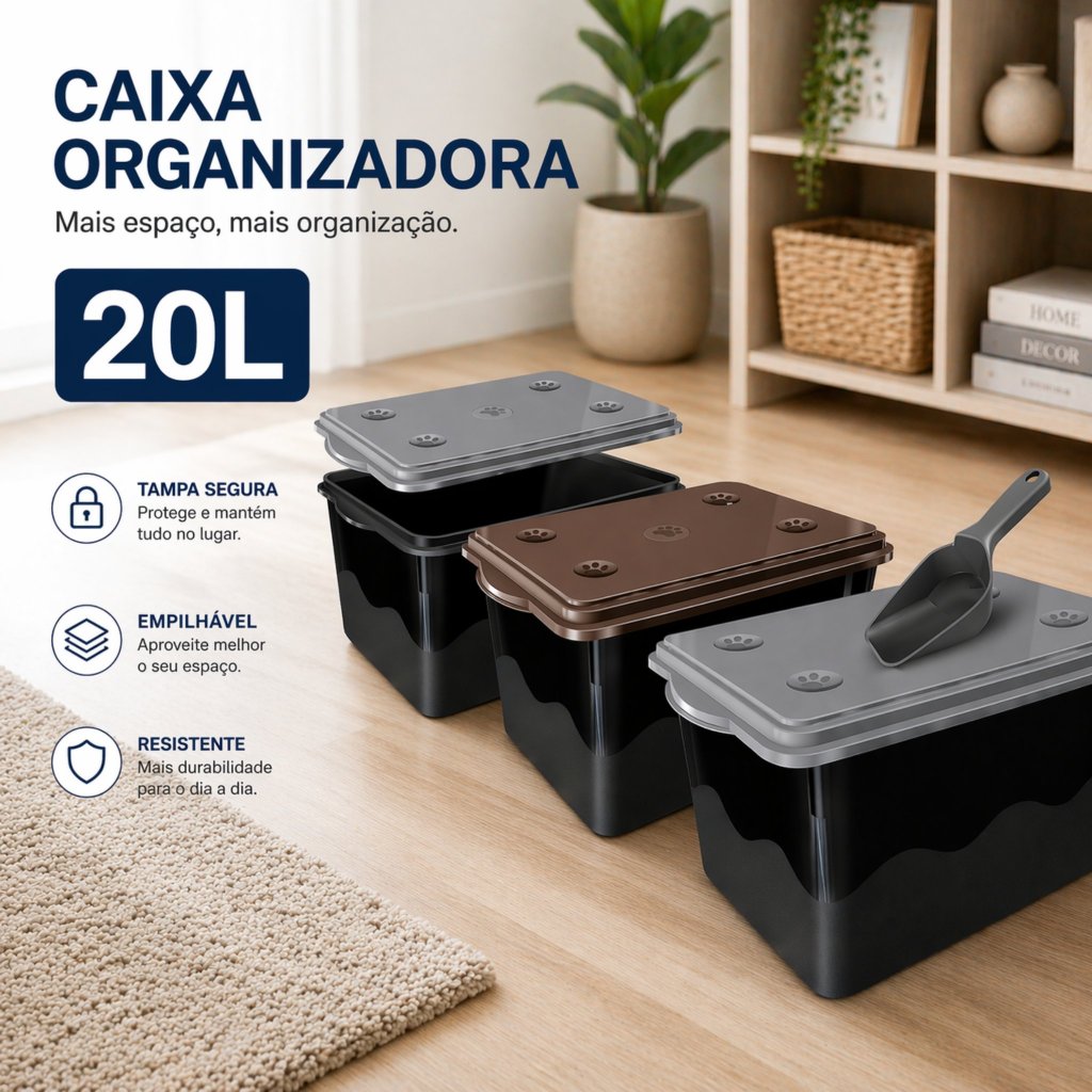 Container Porta Ração Mecbox Até 10Kg Armazenador Resistente com Coletor