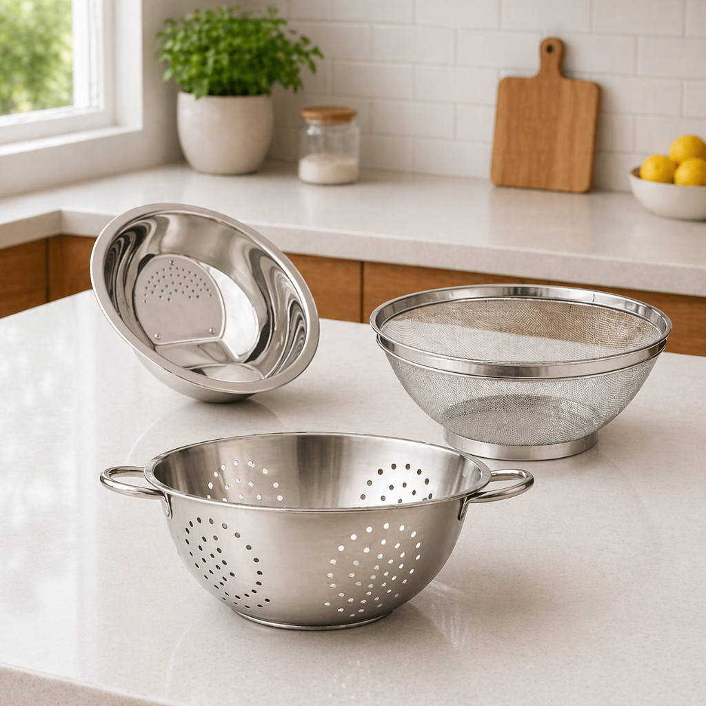 Kit Escorredores Inox em Aço Inoxidável – Resistente, Durável e Funcional