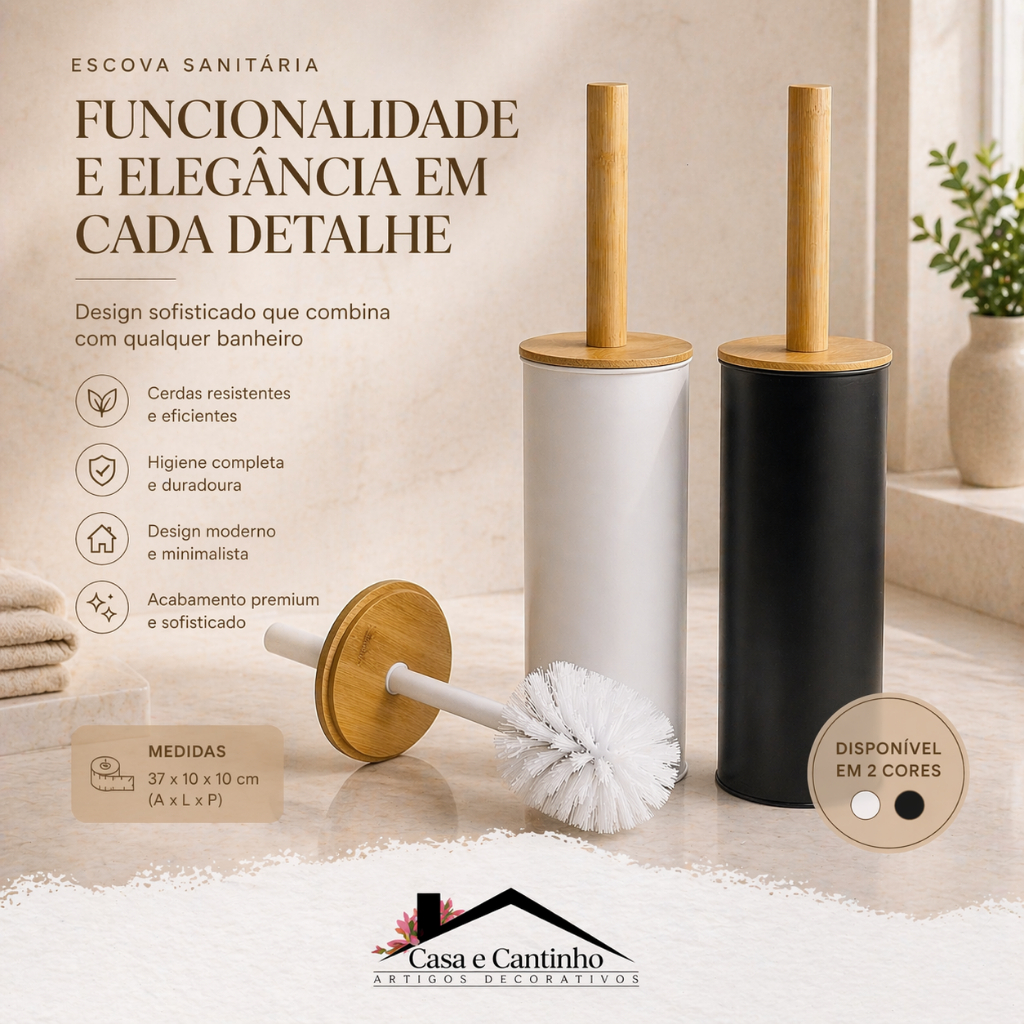 Escova Sanitária Limpeza Vaso Sanitário Privada Moderna Multiuso Higiênica Aço Inox C/ Suporte