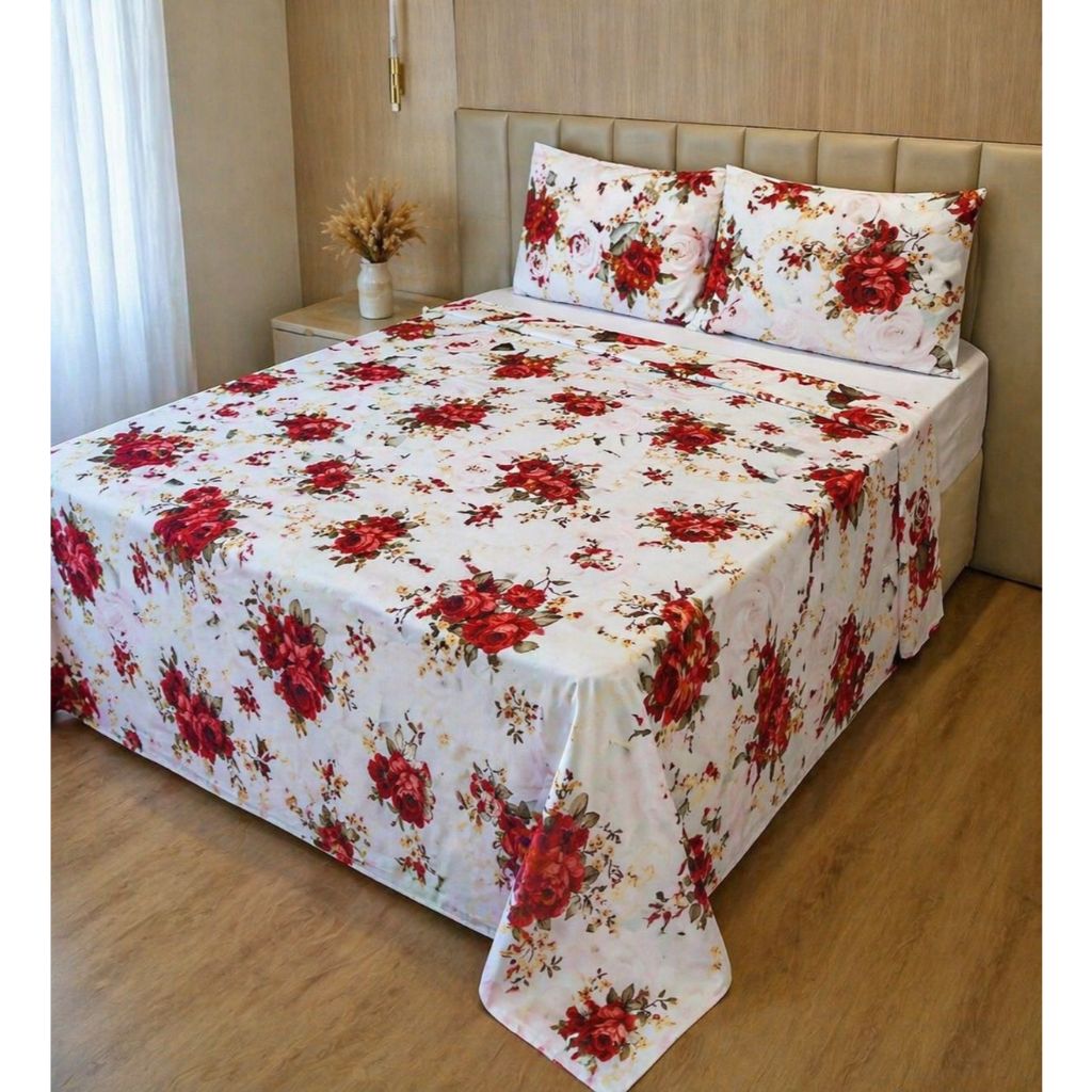 Jogo de Lençol Cama Casal/Queen Estampado/Liso 4pç C/Elástico Micropercal 500 Fios Toque de Algodão