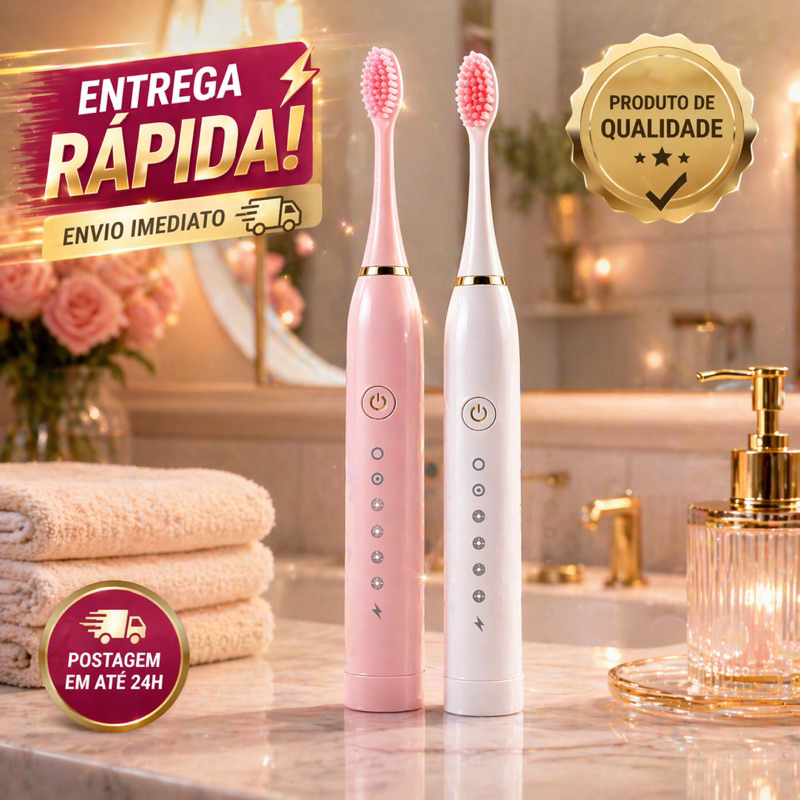 Escova de Dente Elétrica Recarregável 5 Modos Limpeza Profunda À Prova D’água