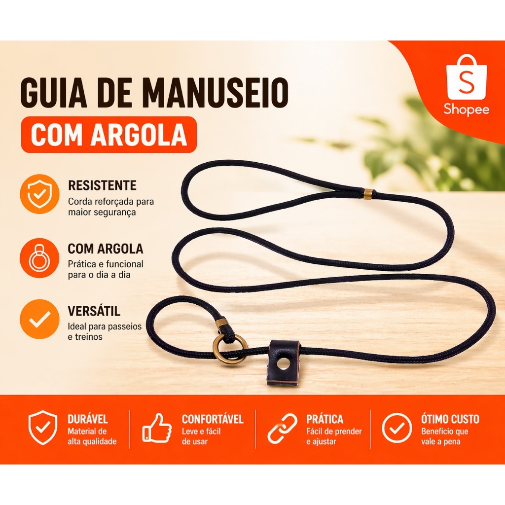 Guia Unificada 6mm Anti Fuga Super Resistente até 400kg + Limitador | Segurança Total para seu Pet