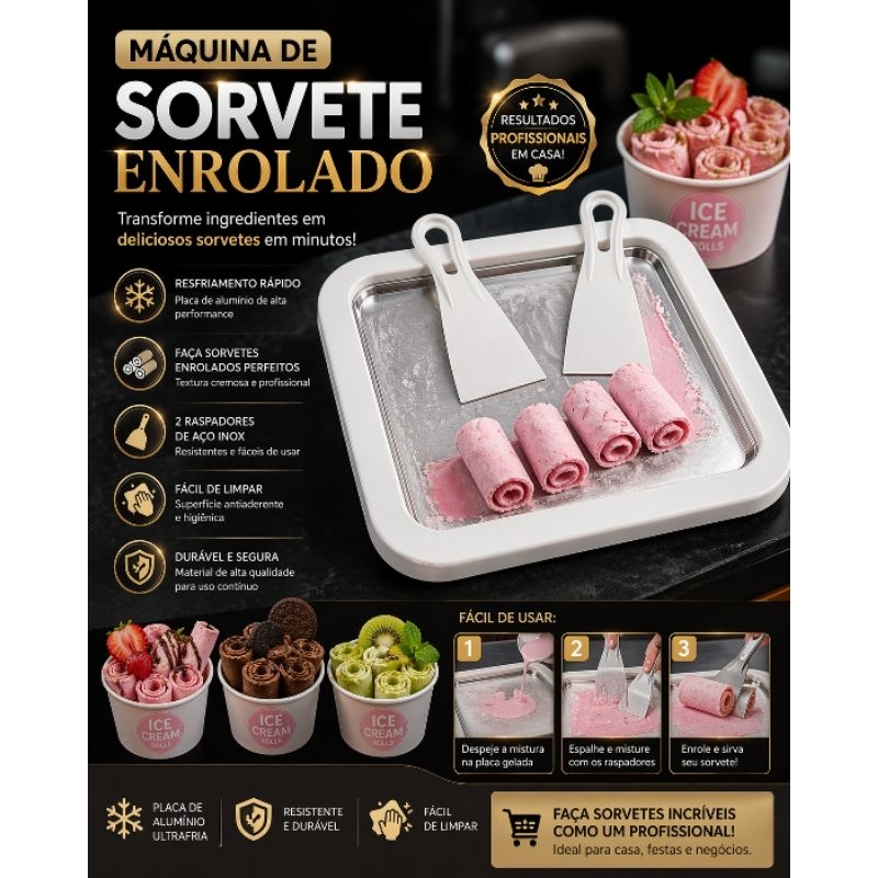 máquina de fazer sorvete profissional na chapa fria