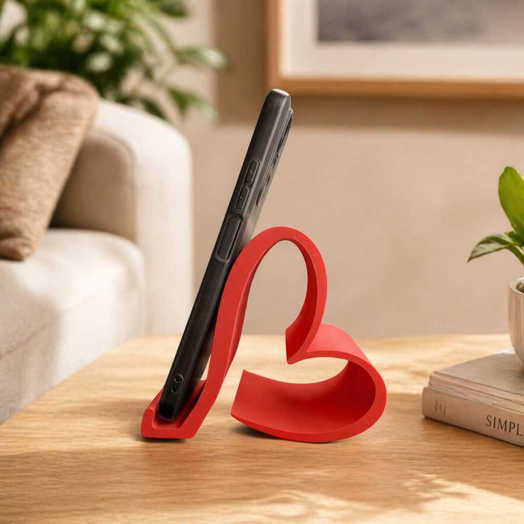 Suporte de Celular Coração – Porta Smartphone Decorativo, Leve e Prático para Mesa, Quarto e Escritório