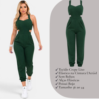 Macacão Feminino Longo Elegante Macacao Jogger Costa Nua P M G