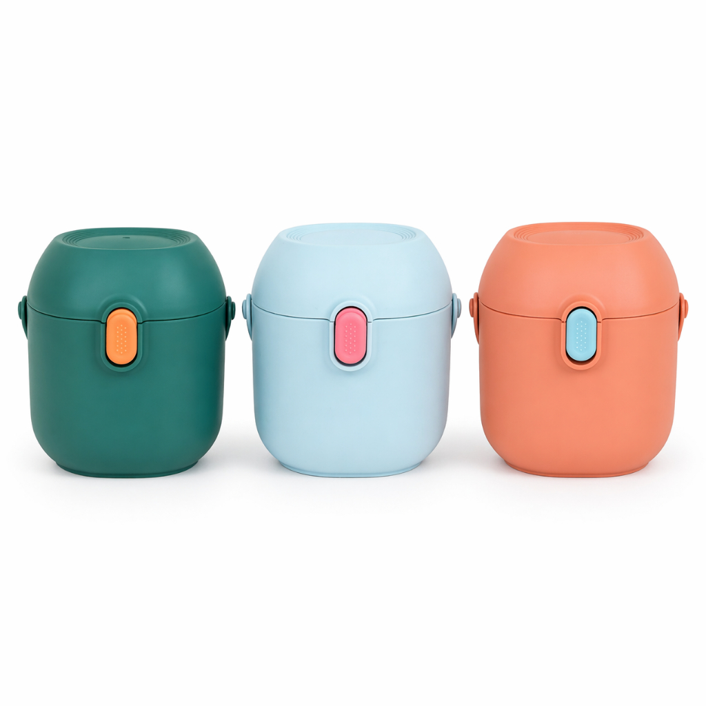 Porta Leite em Pó Infantil Dryz com Divisória para Colher Dosadora, Tampa Hermética BPA Free Viagem