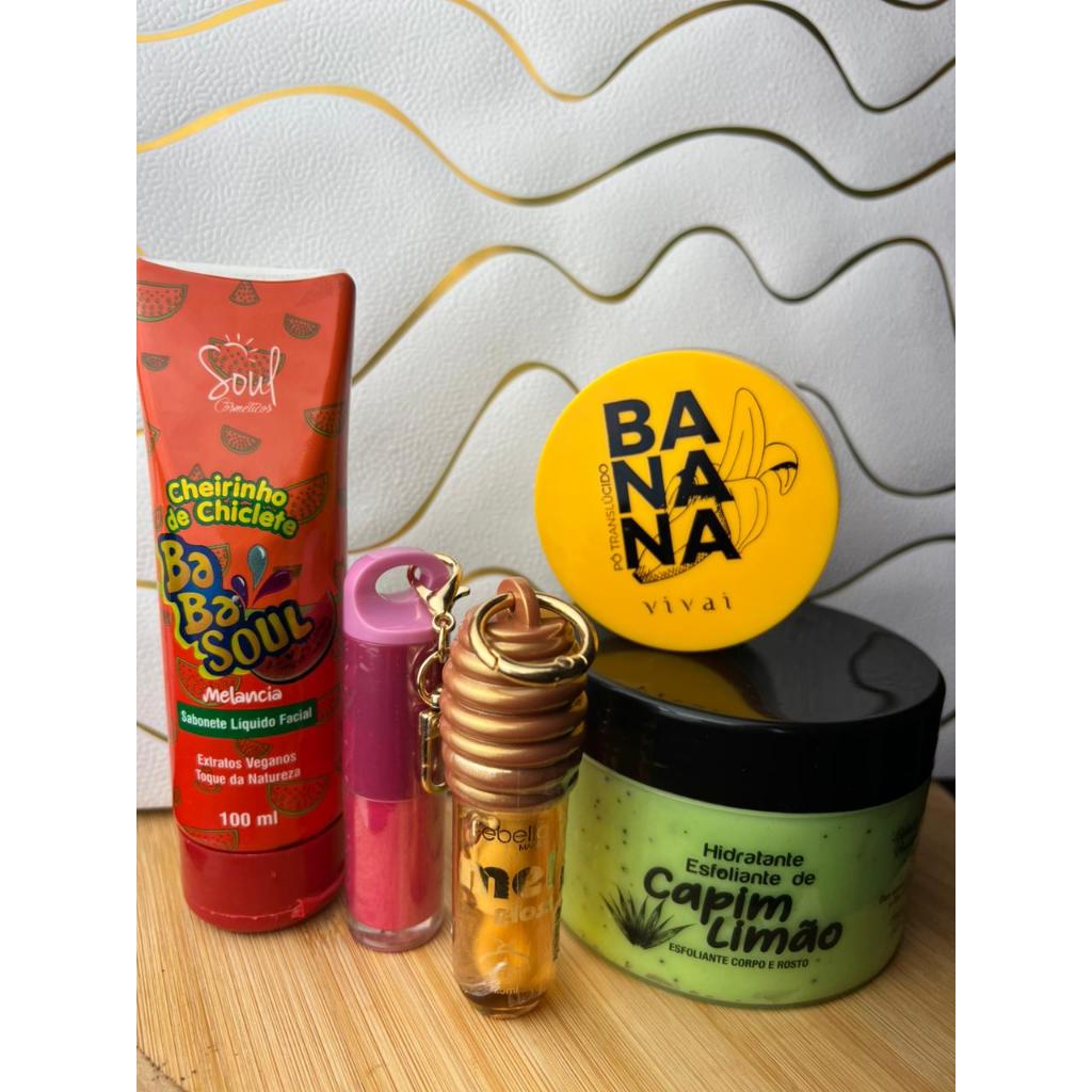 Kit maquiagem completo 5 itens A SUA ESCOLHA Gloss, Rímel, Blush, Esponja + Acessórios barato promoção e envio rápido