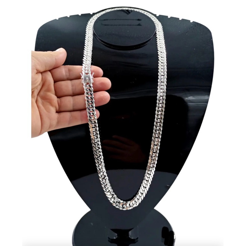 Detalhes do Corrente Elo duplo 10mm prata mista banhada a prata 925 com garantia colar 70 cm cordão prata mista