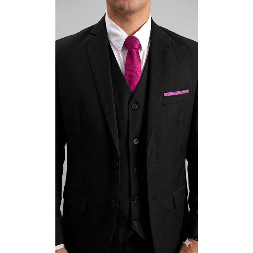 Terno Social Masculino Completo Com Colete Poliviscose Luxo Cores