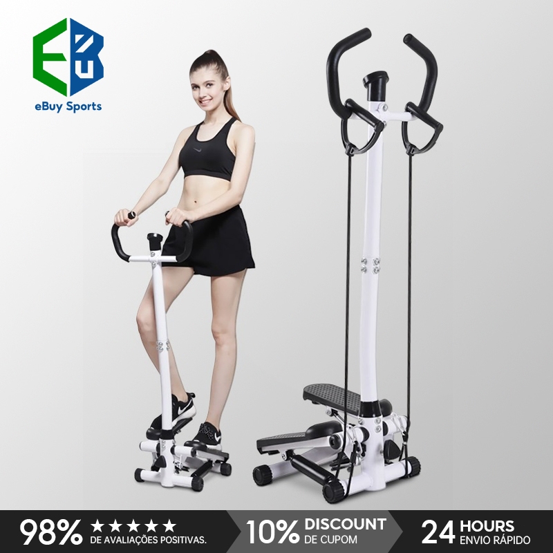 Aparelho de Step com Corrimão e Cordas para Afinar Pernas e Cintura Treino de Cardio em Casa